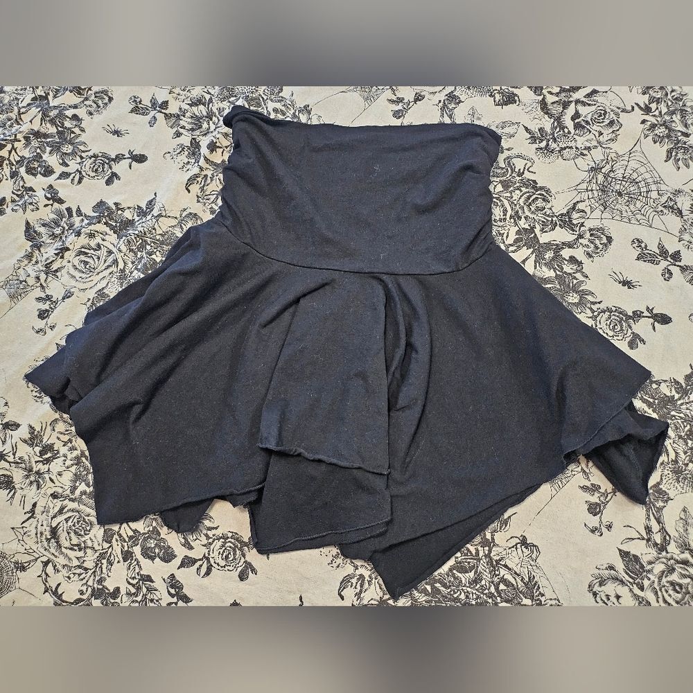 Dolls Kill Current Mood Black Handkerchief Hem Adjustable Length Fairy Skirt - Picture 4 of 9